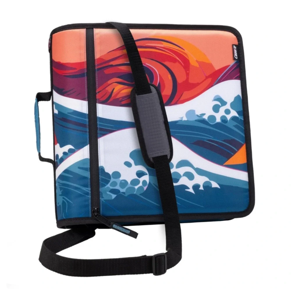 Colorful Wave Design Binder Zip-Up Organizer with Strap